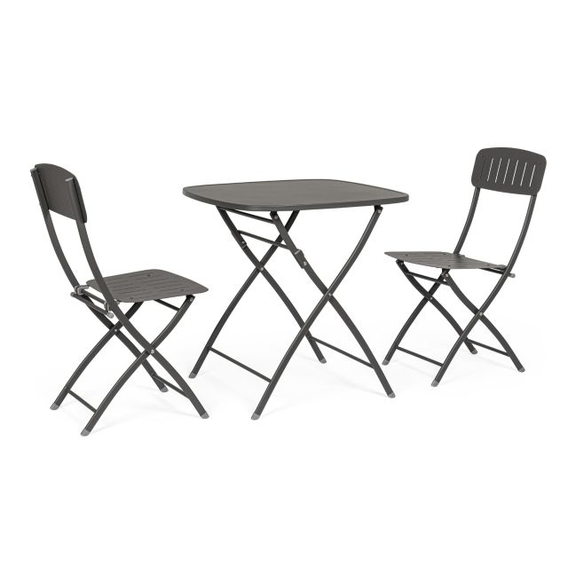 Bistro Set Bora Bora anthrazit 2x Stuhl 1x Tisch
